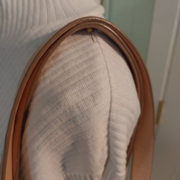 3357 Large Lucky Brand Leather and Corduroy Tote Bag. - Picture 4 of 9